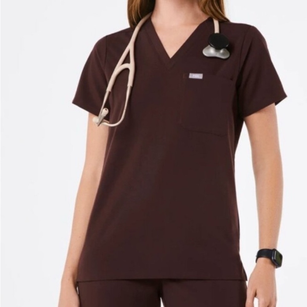 Limited Edition Figs Catarina Scrub Top - Espresso Brown Size Small